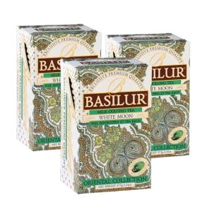 Pack Te Basilur 3 Cajas White Moon de 25 Bolsas c/u Agathamarket.cl