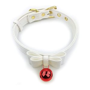 Collar Gargantilla Choker Con Cascabel Eco Cuero Blanco Agathamarket.cl