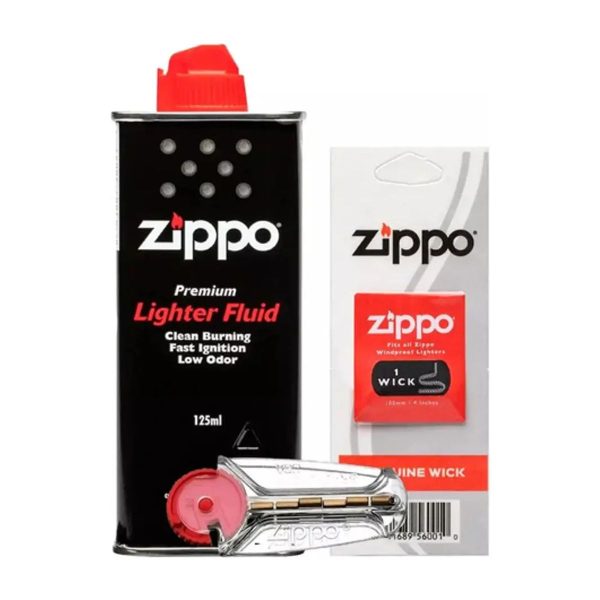 Pack Bencina 125ml + 6 Piedras + Caja De Regalo Zippo